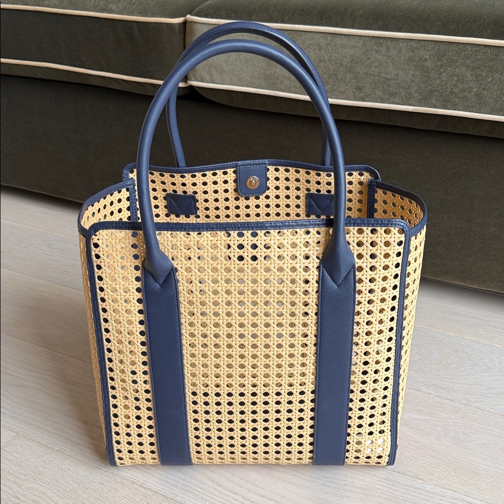 Mark & Graham WATERPROOF CANING TOTE Navy Blue Bag Purse Handbag - Picture 6 of 10